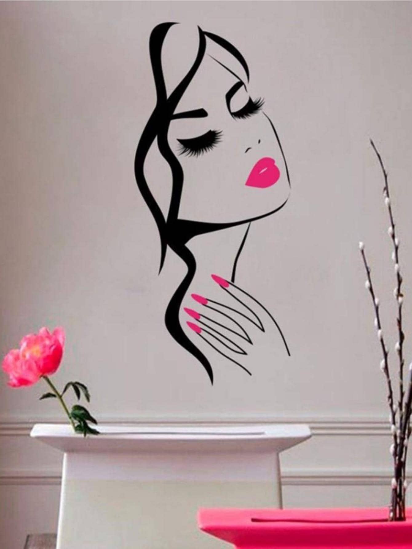 1pc Simple Black Figure Graphic Wall Sticker, PVC Waterproof Removable Sticker For Home Decor, Stickers, Wall Decal, Vinyl Decal For Home Decorations, Spring Decoration Items Refresh Your Home, Rama Decoration Stickers Gifts Birthday Graduation