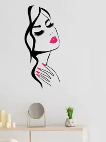 1 pezzo Adesivo murale semplice con figura nera, adesivo in PVC impermeabile rimovibile per decorazione domestica, adesivi, decalcomanie murali, decalcomanie in vinile per decorazioni domestiche, elementi decorativi primaverili per rinnovare la tua casa, adesivi decorativi per cornice