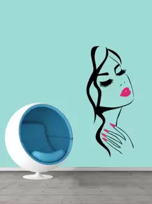 1 pezzo Adesivo murale semplice con figura nera, adesivo in PVC impermeabile rimovibile per decorazione domestica, adesivi, decalcomanie murali, decalcomanie in vinile per decorazioni domestiche, elementi decorativi primaverili per rinnovare la tua casa, adesivi decorativi per cornice