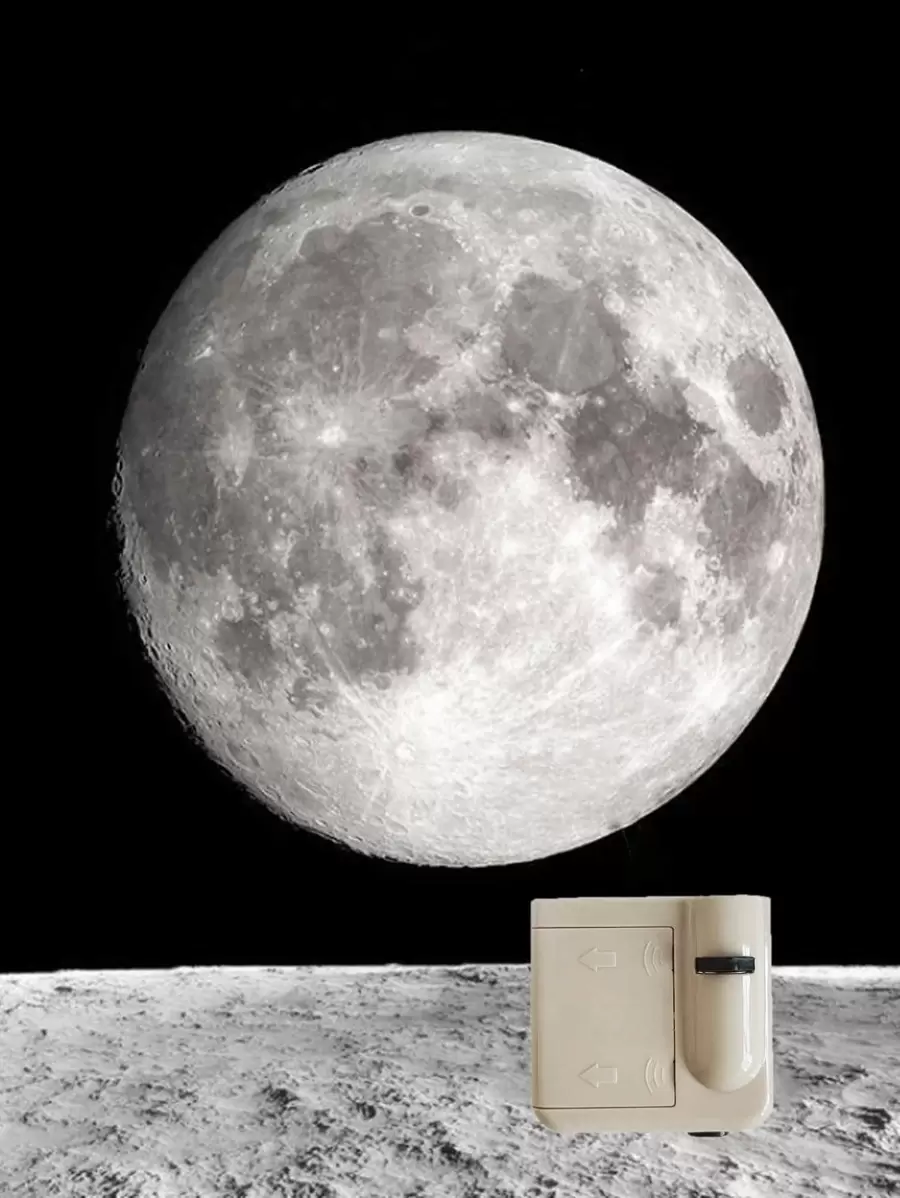 1pc Mini Moon Projection Lamp, Wall Decor Atmosphere Lighting, Room Decoration - White - View 1