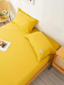 2入組簡約風黃色字母圖案枕套不附帶内芯滌綸柔軟床上用品枕套 - 黃色 - 查看 2