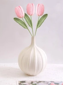 1入組人造鬱金香浪漫粉色滌綸編織人造鬱金香用於家居裝飾 - 粉色 - 查看 1
