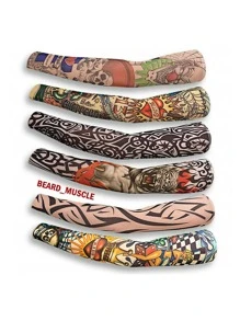 Fake Temporary Tattoo Sleeve Full Arm Cover UV Sun Protection Outdoor Sports - Multicolor - View 1