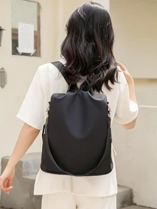 Mochila clásica negro poliéster - Negro - Ver 2