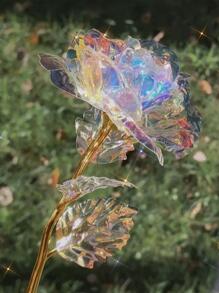 1/10 pièces Fleur de rose artificielle en plastique, fleur préservée au laser arc-en-ciel avec tige, cadeau romantique éternel spécial pour le mariage, la décoration de la maison, la Saint-Valentin, la fête des mères, l'anniversaire, la salle de bain, la décoration de la chambre, le bureau, l'école. Différentes couleurs et tailles disponibles. Jour de la Saint-Valentin, diplôme, décoration de jardin, plante d'extérieur, jardinage, fleurs artificielles