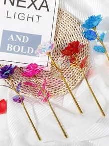 1/10 pièces Fleur de rose artificielle en plastique, fleur préservée au laser arc-en-ciel avec tige, cadeau romantique éternel spécial pour le mariage, la décoration de la maison, la Saint-Valentin, la fête des mères, l'anniversaire, la salle de bain, la décoration de la chambre, le bureau, l'école. Différentes couleurs et tailles disponibles. Jour de la Saint-Valentin, diplôme, décoration de jardin, plante d'extérieur, jardinage, fleurs artificielles