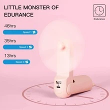 Handheld Fan With 4500 MAh Powerbank Max 46 Hours Runtime,Pocket Fan Portable Battery Operated Or USB Powered Folding Personal Fan,3 Speeds,Enhanced Airflow,Rechargeable Quiet Mini Fan - Hồng - Xem 4