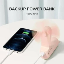 Handheld Fan With 4500 MAh Powerbank Max 46 Hours Runtime,Pocket Fan Portable Battery Operated Or USB Powered Folding Personal Fan,3 Speeds,Enhanced Airflow,Rechargeable Quiet Mini Fan - Hồng - Xem 3