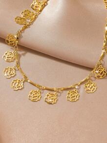 1 件简约风格玫瑰花脚链，适合女士，适合日常佩戴或作为情人节、妈妈、母亲、母亲节、礼物 - 金黃色 - 查看 2