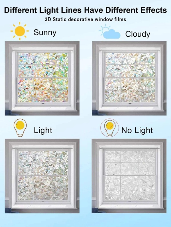 1roll Laser Design Decorative Film, PVC Window Privacy Sticker For Household SHEIN USA