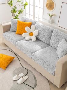 1入組花卉圖案提花彈性沙發座套不附帶内芯燈灰色滌綸沙發套 - 淺灰色 - 查看 2