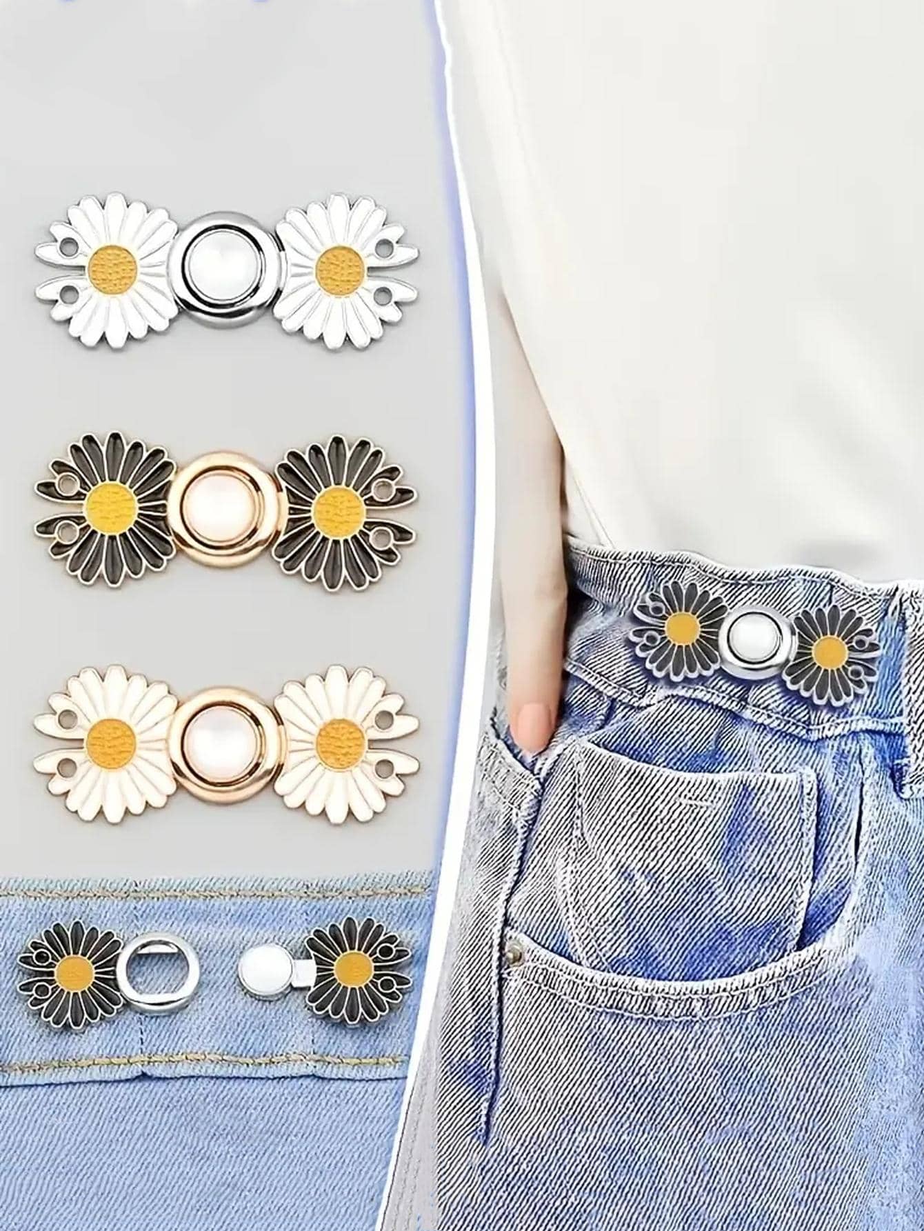 4 cái Phụ nữ Trang trí hoa Khóa điều chỉnh vòng eo thời trang cho cuộc sống hàng ngày - Nhiều màu - Xem 1