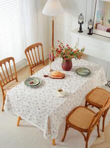 1件米色亚麻长方形桌布，蕾丝花边装饰，室内外皆宜，适用于用餐、野餐、派对、婚礼等各种场合，四季皆宜。 - 米色 - 查看 6