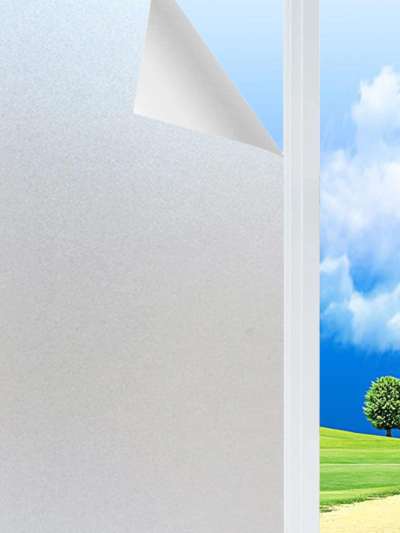 1 màng PVC trang trí, miếng dán cửa sổ màu trắng tối giản cho trang trí nhà - trắng - Xem 1