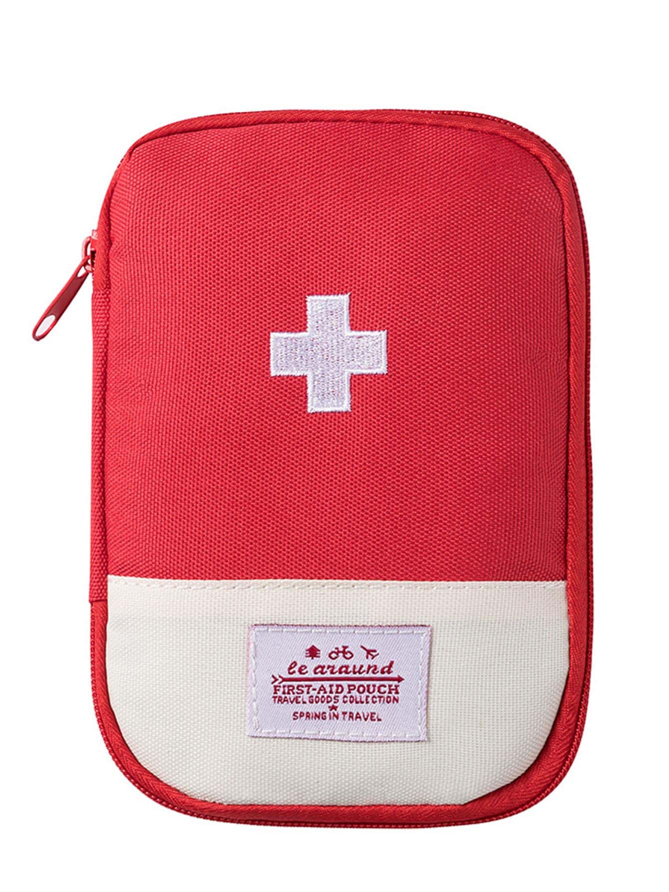 1入組雙色貼片裝飾藥袋日常聚酰胺便攜式藥袋旅行家用 - 紅色 - 查看 1