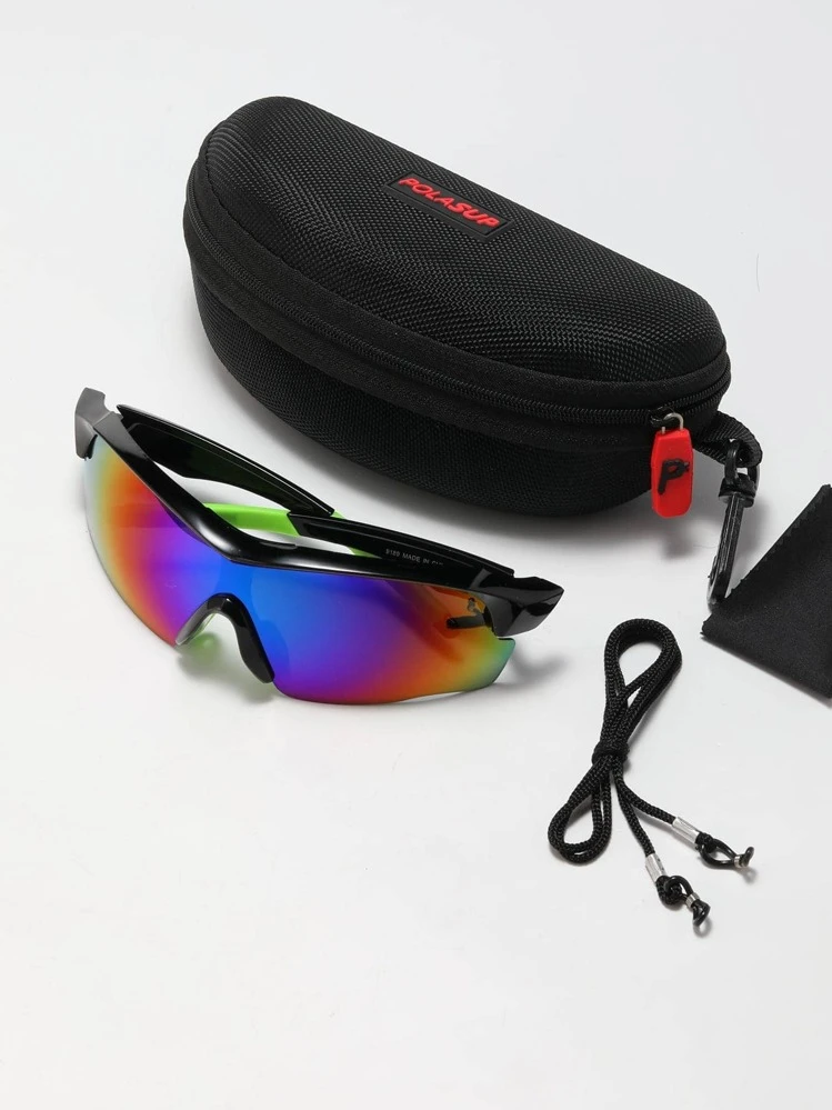 POLASUP 1 stuk Half-Rim Heren Fluorescerende Volledig Omsloten Windbestendige Sci-Fi Coole Fietsmodebril (Inclusief Brillenkoker, Schoonmaakdoekje, Band) - Veel kleurig - Bekijken 5