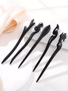 5 buc femei veveriță și frunze design creativ agrafe de păr pentru decorarea părului Boho, accesorii de păr, agrafe de păr coc de păr aparat de făcut coc bucată de păr agrafe de coafat, lucruri școlare - Negru - Vizualizare 1