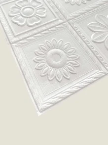 1 tấm ốp tường 3D PE, tấm ốp tường 3D họa tiết hoa hiện đại tự dính cho nhà ở, miếng dán cải tạo, tấm ốp tường bóc, giấy dán tường, giấy dán tường, vật dụng trang trí mùa xuân làm mới ngôi nhà của bạn, miếng dán trang trí Rama - trắng - Xem 5