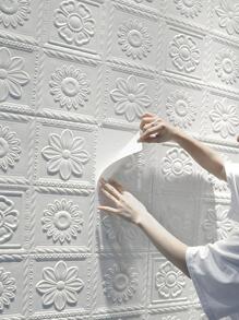 1 tấm ốp tường 3D PE, tấm ốp tường 3D họa tiết hoa hiện đại tự dính cho nhà ở, miếng dán cải tạo, tấm ốp tường bóc, giấy dán tường, giấy dán tường, vật dụng trang trí mùa xuân làm mới ngôi nhà của bạn, miếng dán trang trí Rama - trắng - Xem 3