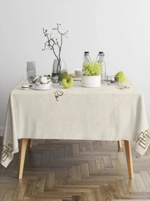 1pc Geometric Pattern Tablecloth, Modern Polyester Waterproof Decorative Fabric Table Cover For Dining Table - Multicolor - View 4