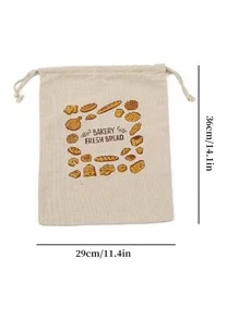 1 pièce Sac d'emballage avec graphique de pain et slogan, sac alimentaire de fournitures scolaires, boîte alimentaire convenant pour bonbons, chocolat, biscuits, etc.