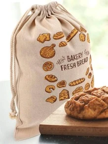 1 pièce Sac d'emballage avec graphique de pain et slogan, sac alimentaire de fournitures scolaires, boîte alimentaire convenant pour bonbons, chocolat, biscuits, etc.