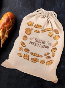 1 pièce Sac d'emballage avec graphique de pain et slogan, sac alimentaire de fournitures scolaires, boîte alimentaire convenant pour bonbons, chocolat, biscuits, etc.