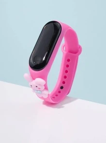 1pc Women Pink TPU Strap Cute Rabbit Decor Oval Dial Digital Watch, For Daily Life - Pink - View 3