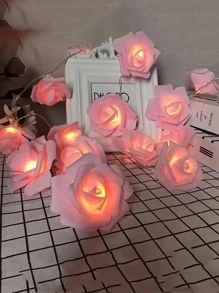 1pc Rose Shaped String Lights For The Valentines Day's Confession, Simulation Rose String Lights, 10 Lights,Home Decor ,Room Decor,Wall Decor Gifts Birthday Graduation