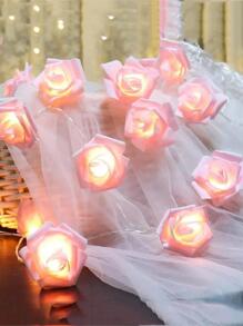 1pc Rose Shaped String Lights For The Valentines Day's Confession, Simulation Rose String Lights, 10 Lights,Home Decor ,Room Decor,Wall Decor Gifts Birthday Graduation