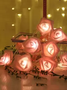 1pc Rose Shaped String Lights For The Valentines Day's Confession, Simulation Rose String Lights, 10 Lights,Home Decor ,Room Decor,Wall Decor Gifts Birthday Graduation