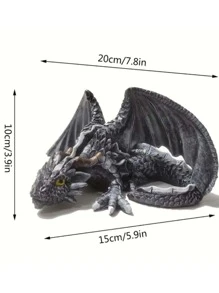 1 đồ trang trí sân vườn ABS, Tượng vườn thiết kế rồng phương Tây sáng tạo cho ngoài trời - Xám - Xem 3