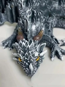 1 đồ trang trí sân vườn ABS, Tượng vườn thiết kế rồng phương Tây sáng tạo cho ngoài trời - Xám - Xem 2