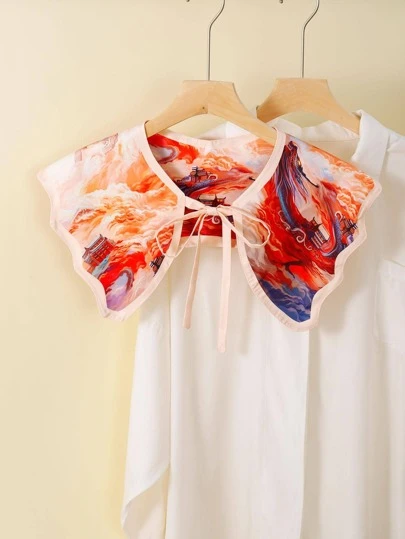 Kadınlar İçin 1 Adet Çin Tarzı Göksel Desenli Çıkarılabilir Yaka Eşarp