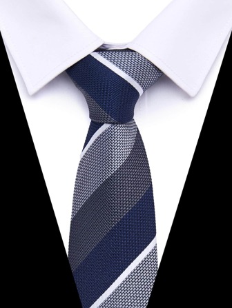 1pc Men Color Block Business Tie, For Work Solidneck Tie
