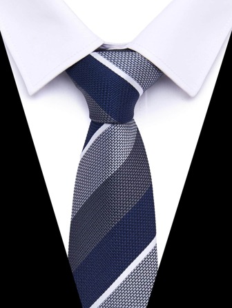 1pc Men Color Block Business Tie, For Work