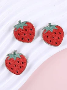 3入組/套滌綸補丁貼紙可愛草莓設計刺繡貼花縫紉 - 彩色 - 查看 2