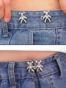 Quần Jean Nữ Thiết Kế Gấu Thắt Lưng Phụ Kiện, Dành Cho Cuộc Sống Hàng Ngày - Bạc - Xem 4