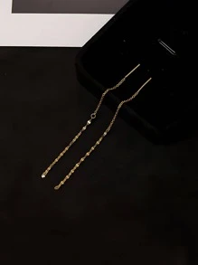 ELSEDES 1pair Fashionable And Gorgeous Silver Long Tassel Stud Earrings, Exquisite And Delicate, Highlight Facial Features, Suitable For Daily Wear And Parties For Ladies Holiday