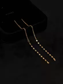 ELSEDES 1pair Fashionable And Gorgeous Silver Long Tassel Stud Earrings, Exquisite And Delicate, Highlight Facial Features, Suitable For Daily Wear And Parties For Ladies Holiday