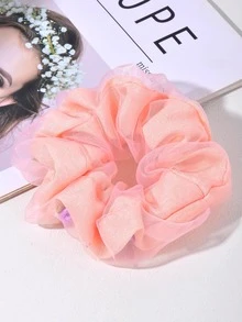 1 cái Trang trí hoa cho phụ nữ Xếp lớp Scrunchies lãng mạn để trang trí hàng ngày - Hồng - Xem 4