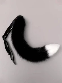 1pc Women Simulation Fox Tail Design Funky Prop For Costume Party - Black and White - View 1