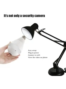 1台E27燈泡攝影機帶360度魚眼鏡頭，雙向音訊對講，多人共享，Wifi連接（僅限2.4GHz），相容於V380 Pro應用程序，支援記憶卡/雲端儲存播放和應用程式提醒（記憶卡不支援）包括）—Sentkeng - 白色 - 查看 3