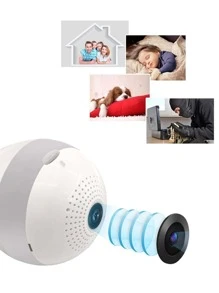 1台E27燈泡攝影機帶360度魚眼鏡頭，雙向音訊對講，多人共享，Wifi連接（僅限2.4GHz），相容於V380 Pro應用程序，支援記憶卡/雲端儲存播放和應用程式提醒（記憶卡不支援）包括）—Sentkeng - 白色 - 查看 9