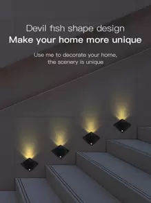 1 件/3 件全新 Stingray 装饰壁灯，运动传感器家居装饰夜灯，适用于卧室、门廊、阳台、走廊、快速传感器照明，适用于床边、浴室、厨房、展示柜 - 黃色 - 查看 6