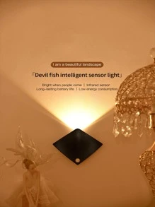 1 件/3 件全新 Stingray 装饰壁灯，运动传感器家居装饰夜灯，适用于卧室、门廊、阳台、走廊、快速传感器照明，适用于床边、浴室、厨房、展示柜 - 黃色 - 查看 4