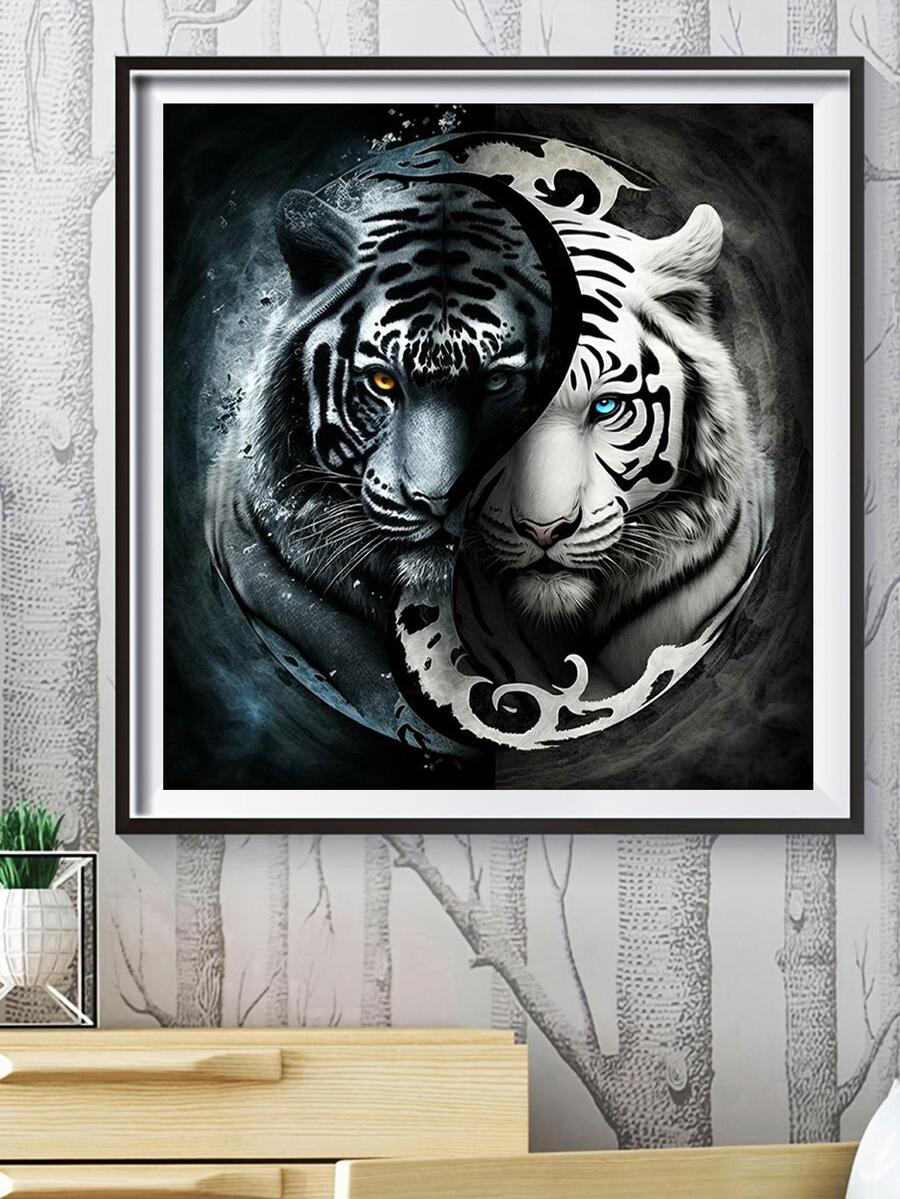 1pc PMMA DIY Diamond Painting Without Frame, Modern Tiger Pattern DIY Diamond Painting For Wall Decoration - Multicolor - View 1