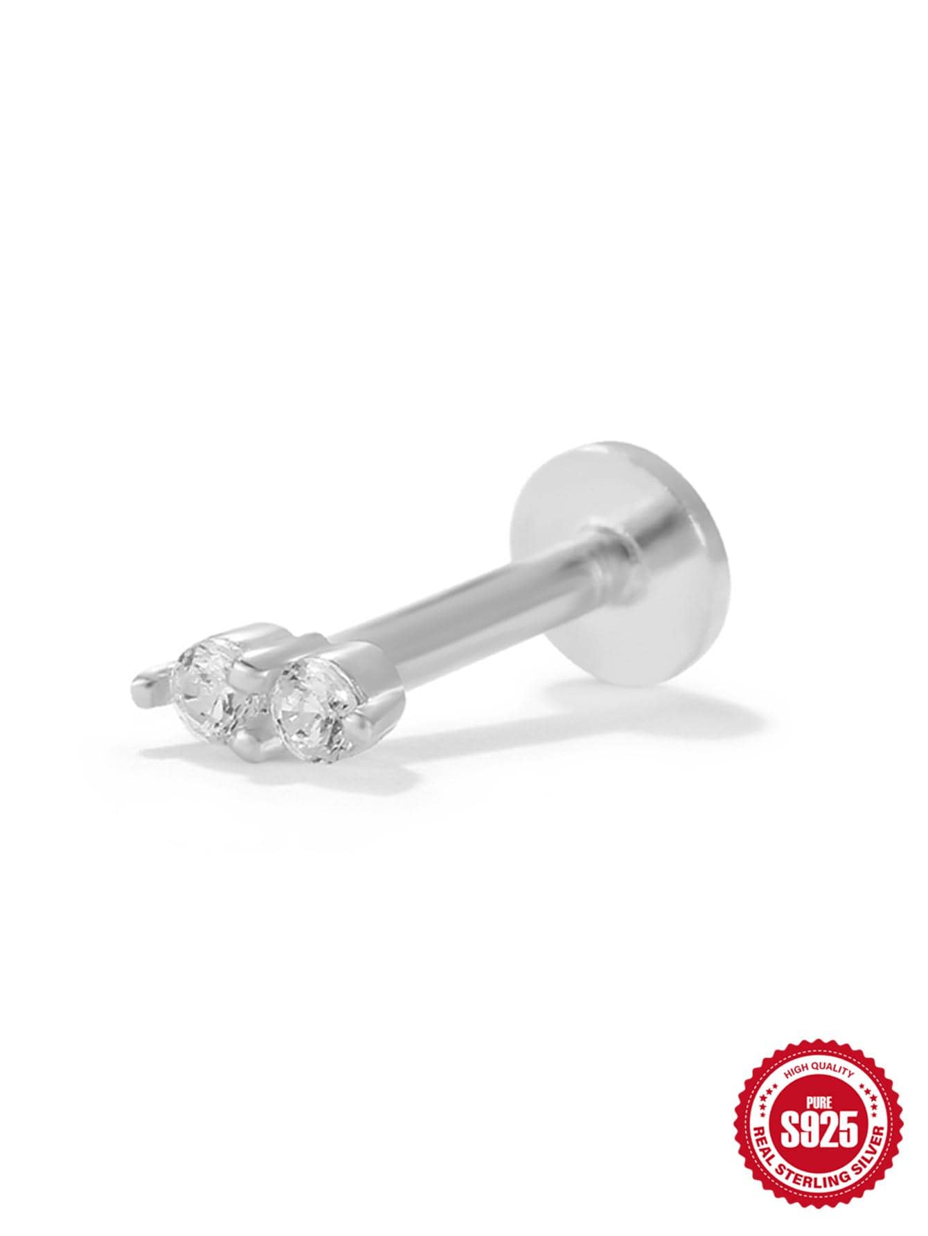 1pc Cubic Zirconia Decor Silver Earring - Silver - View 1