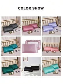 1pair Champagne Pillowcase Without Filler, Minimalist Satin Pillow Cover For Bed