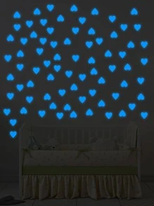 1pc PVC Wall Sticker, Modern Heart Pattern Glow In The Dark Wall Decal For Home